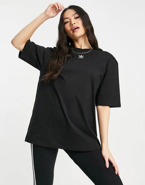 Черная футболка с логотипом-трилистником adidas Originals Essential-Черный цвет