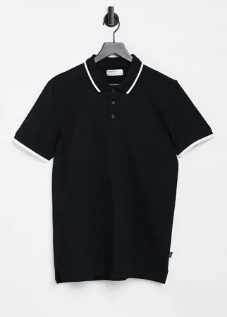 Черная футболка-поло Bershka-Черный цвет