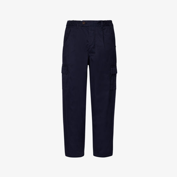 Зауженные хлопковые брюки faulkner с короткими краями Barbour, синий