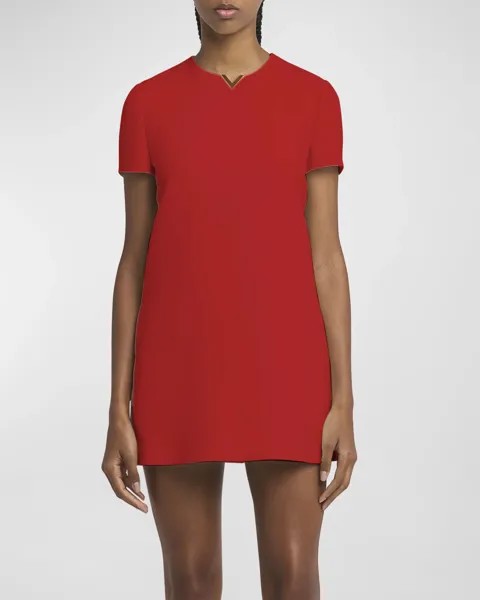 Мини-платье из креп-кутюр с фурнитурой с логотипом Valentino Garavani, цвет Red