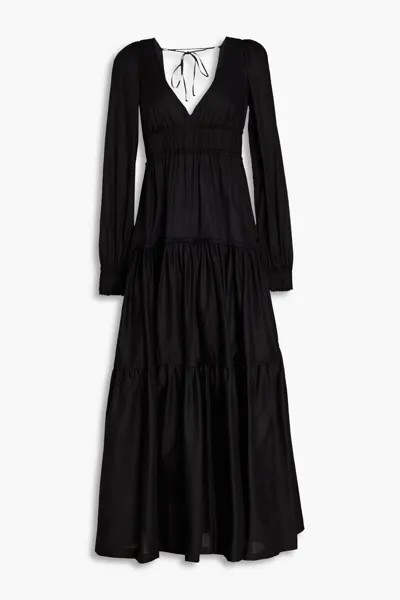 Хлопковое платье макси Theodora со сборками Three Graces London, черный