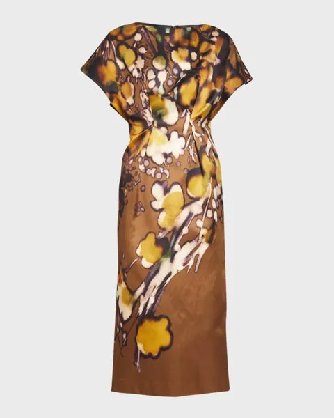 Платье миди Dezos с масляным принтом и короткими рукавами Dries Van Noten