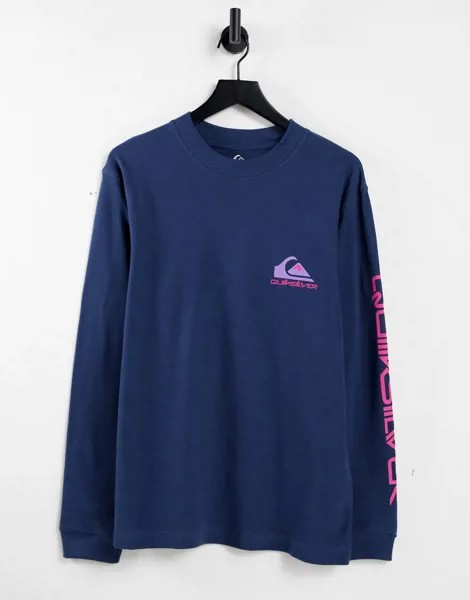 Темно-синий лонгслив из трикотажа пике Quiksilver