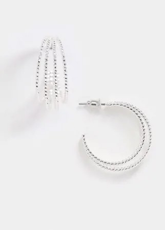 Серебристые серьги-кольца ASOS DESIGN-Серебряный