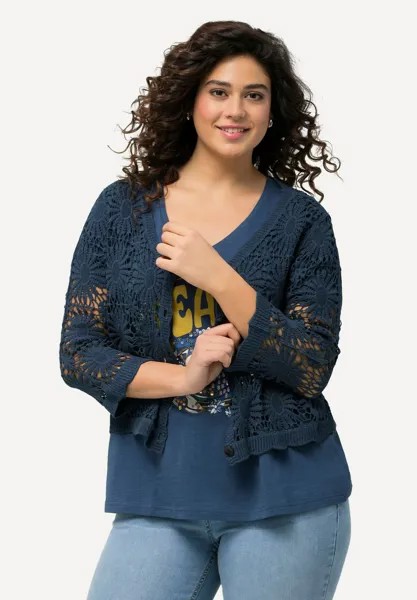 Кардиган OPENWORK 3/4 SLEEVE Ulla Popken, темно-синий
