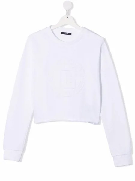 Balmain Kids толстовка с тисненым логотипом