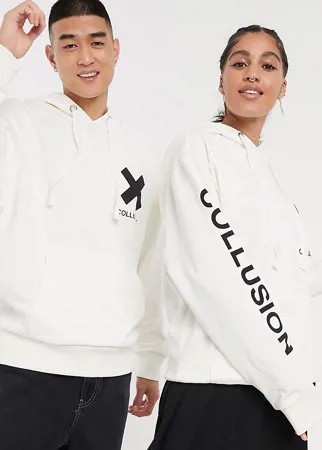 Худи кремового цвета с логотипом COLLUSION Unisex-Белый