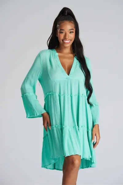 Пляжное платье без застежки из присборенной ткани South Beach, зеленый