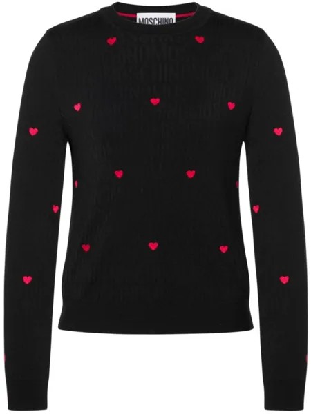 Moschino джемпер вязки интарсия с вышивкой, черный