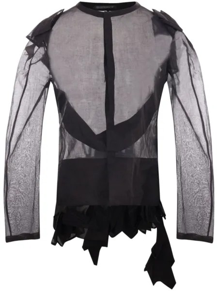 Yohji Yamamoto прозрачный топ из органзы с асимметричным подолом, черный
