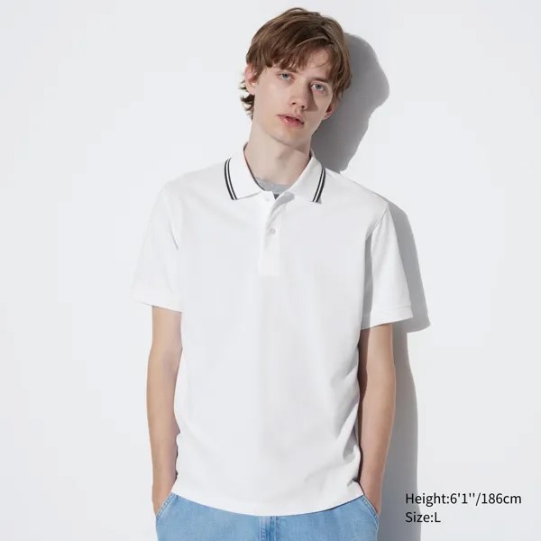 Рубашка-поло Uniqlo Airism с открытыми рукавами, белый