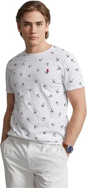 Классическая футболка из джерси с принтом Polo Ralph Lauren, цвет Nautical Anchors White