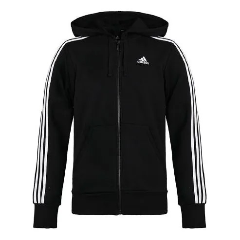 Куртка adidas Essentials 3-Stripes Fleece Hoodie - Black, черный