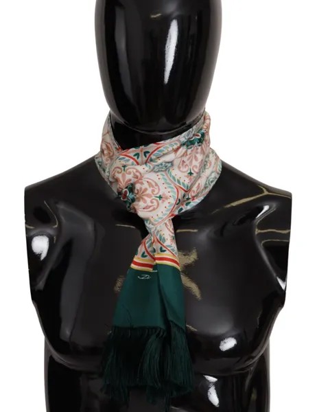 DOLCE - GABBANA Шарф Разноцветный Цветочный Узор с Запахом и Бахромой 140см x 14см 450долл. США