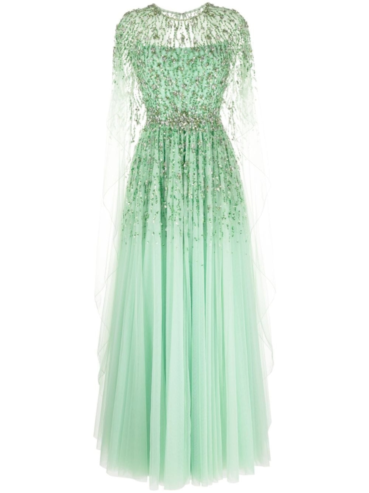 Jenny Packham платье-кейп Ursula, зеленый