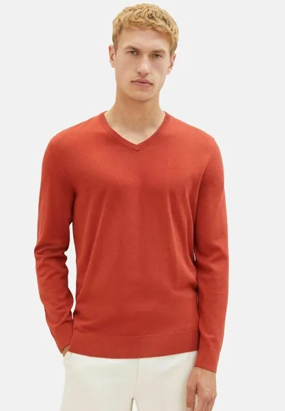 Свитер Basic V-Neck TOM TAILOR, цвет rot