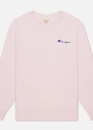 Женская толстовка Champion Reverse Weave Small Script & Logo Sleeve Crew Neck, цвет розовый, размер L