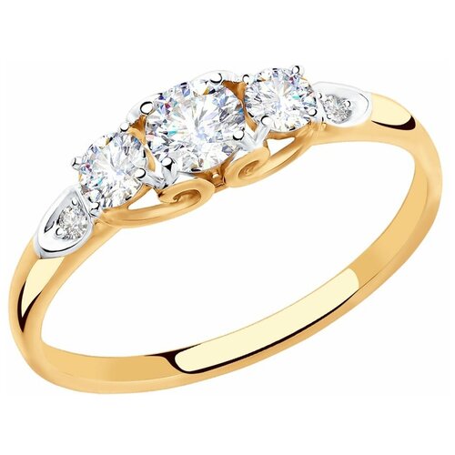 Кольцо Diamant, красное золото, 375 проба, фианит, размер 17.5, бесцветный