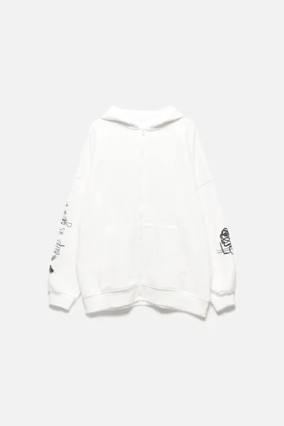 Худи-зипка oversize с принтом и надписями