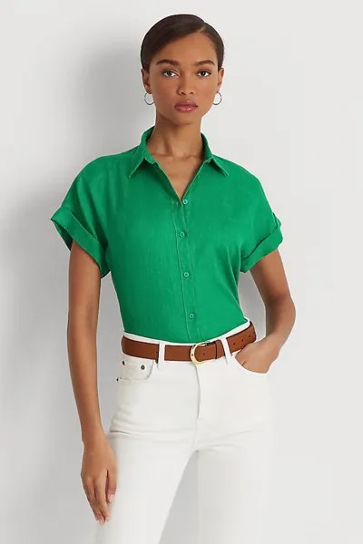 Льняная рубашка Broono с пуговицами спереди Lauren Ralph Lauren, зеленый