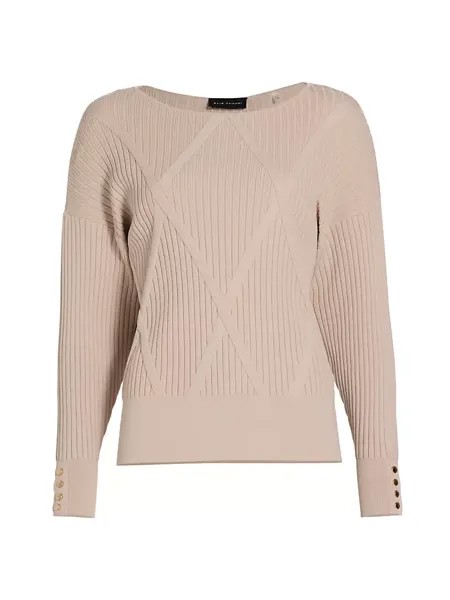 Свитер вязки в рубчик Melinda Elie Tahari, цвет moon swirl