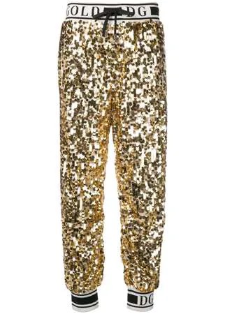 Dolce & Gabbana брюки с пайетками и лампасами