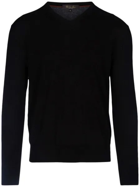Loro Piana свитер Cash Light с V-образным вырезом, черный