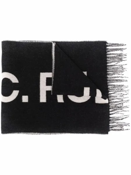 A.P.C. шарф с бахромой и логотипом