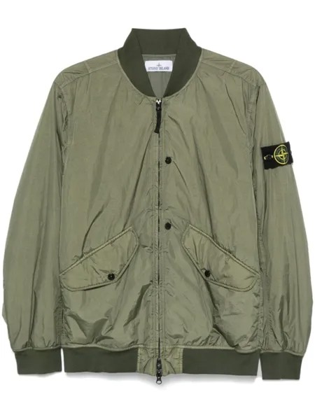 Stone Island куртка-бомбер с покрытием, зеленый