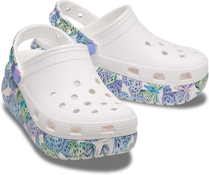 Сабо Classic Crush Clog Crocs, цвет White/Multi Butterfly