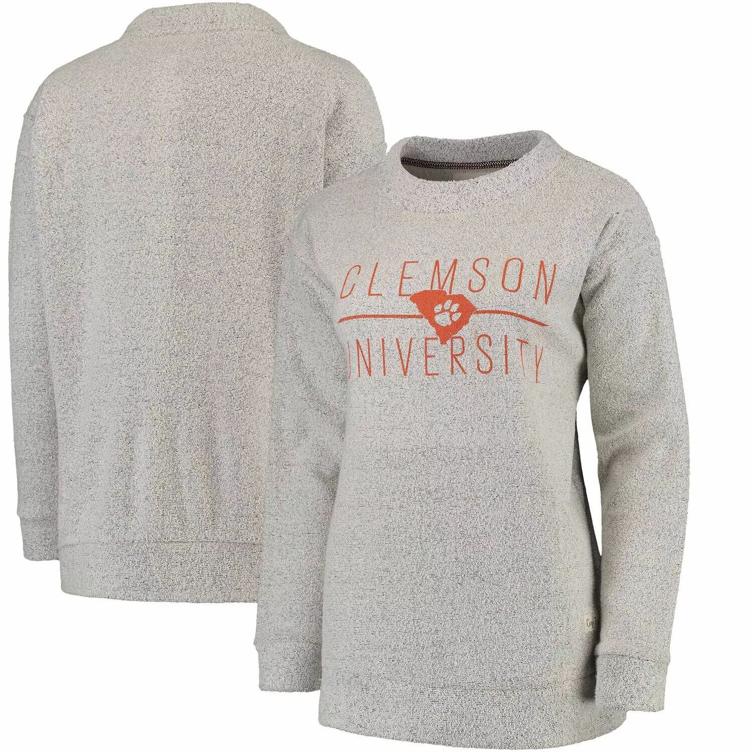 Женский кремовый свитшот Pressbox Clemson Tigers Comfy Terry Crew