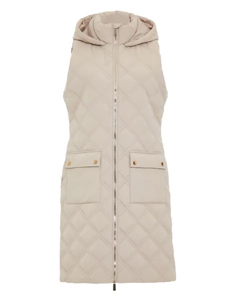 Утепленный жилет Threadbare Long THB Maggie Diamond Quilted Gilet, бежевый