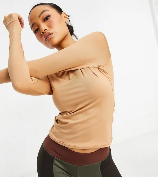 Фирменный лонгслив узкого кроя ASOS 4505 Petite-Коричневый цвет