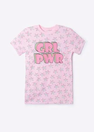 Розовая ночная сорочка GRL PWR со звёздами Gloria Jeans