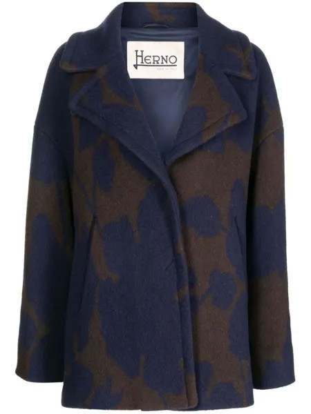 Herno пальто с цветочным принтом, синий