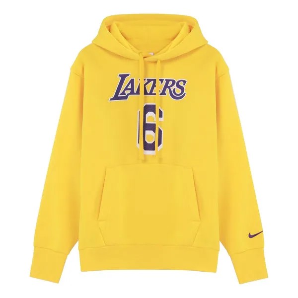 Толстовка Men's Nike Los Angeles Lakers Lebron James No. 6 Solid Color Alphabet Printing Pullover Fleece Lined Yellow, желтый