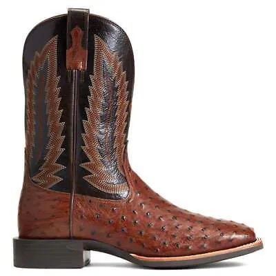 Мужские коричневые классические ботинки Ariat Quantum Primo Ostrich Square Toe Cowboy 10040304