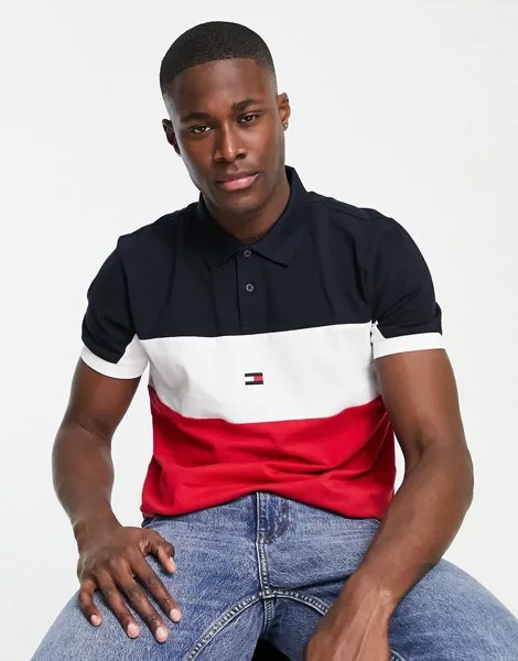 Футболка-поло классического кроя в стиле колор блок Tommy Hilfiger-Разноцветный