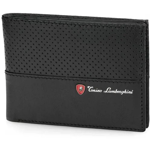 Портмоне Tonino Lamborghini Driving Black, 12.7х9.6 см, кожа.