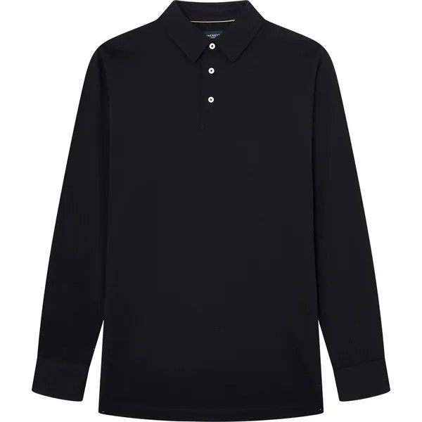 Поло с длинным рукавом Hackett Fashioned Collar, черный