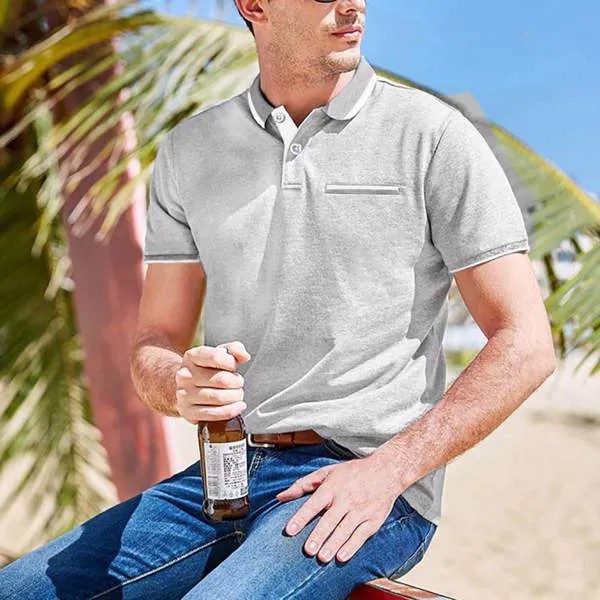 Для мужчины Рубашка-поло с контрастной отделкой с карманом