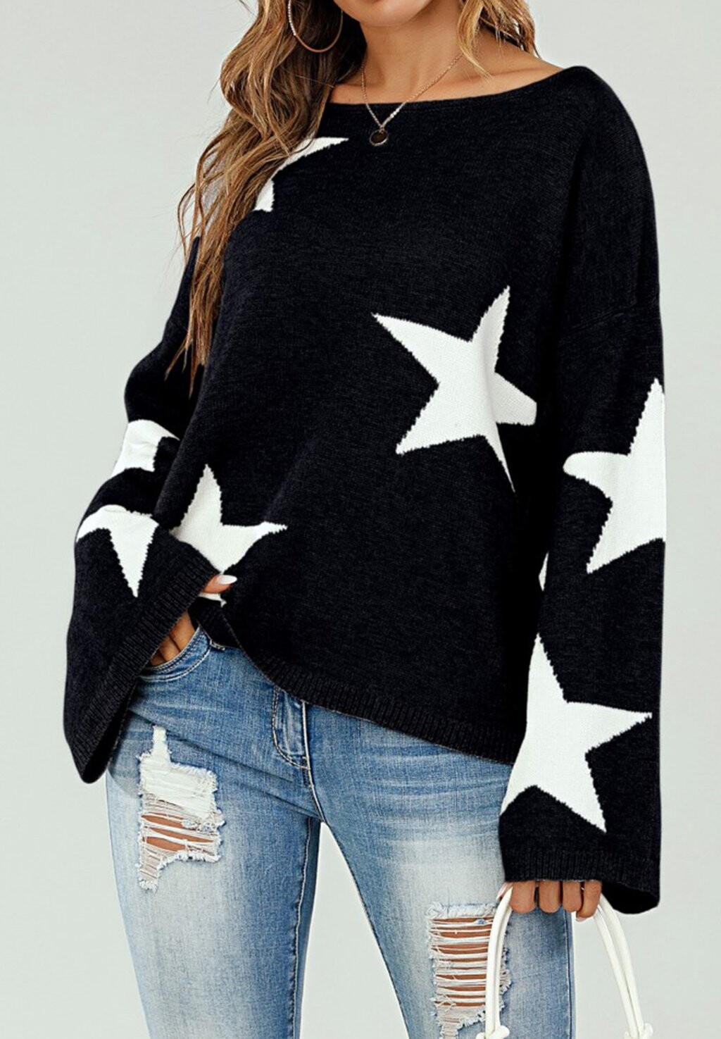 Джемпер вязаный WIDE SLEEVE OVERSIZE FS Collection, цвет black
