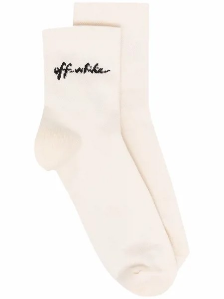 Off-White script logo ankle socks