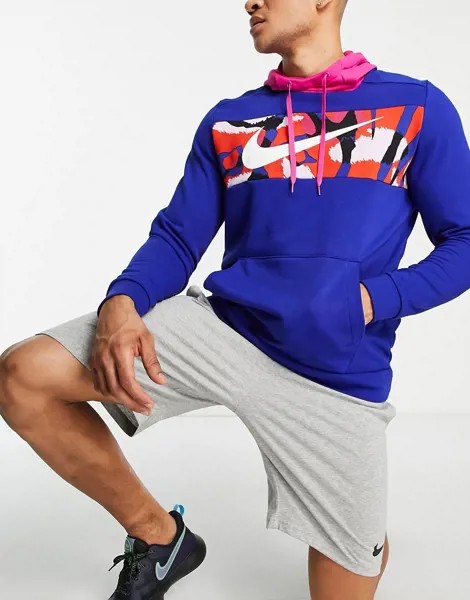 Ярко-синий худи Nike Training Sport Clash Dri-FIT-Голубой