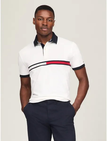 Мужская футболка-поло обычного кроя с вышитым логотипом Tommy Hilfiger, цвет Fresh White