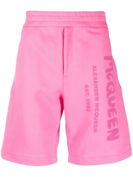 Alexander McQueen спортивные шорты с логотипом, розовый