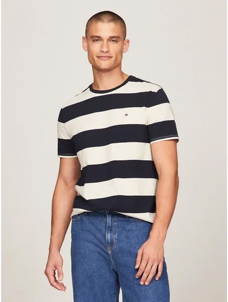 Мужская футболка в полоску для регби Tommy Hilfiger, цвет Beige Heather/Navy
