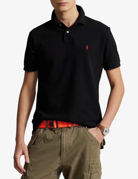 Базовая рубашка-поло из сетки с короткими рукавами Ralph Lauren, черный