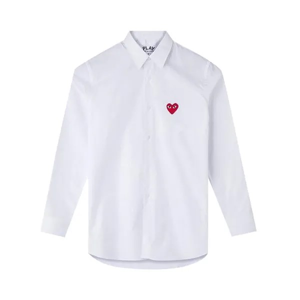 Рубашка Comme des Garçons Play Long-Sleeve Button Down Shirt With Red Heart 'White', белый