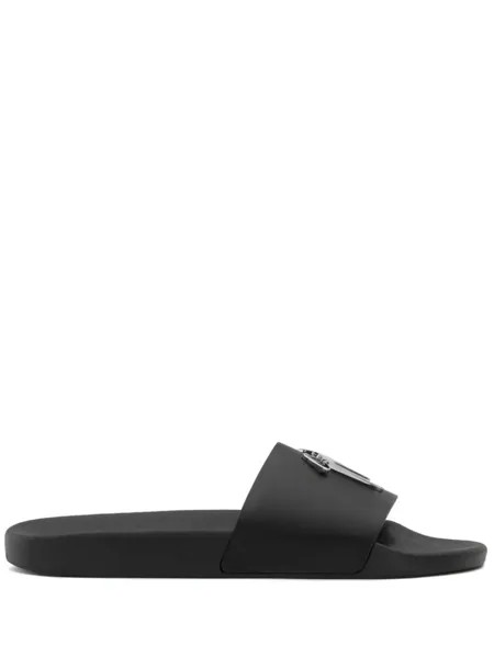 Giuseppe Zanotti шлепанцы Brett с логотипом, черный